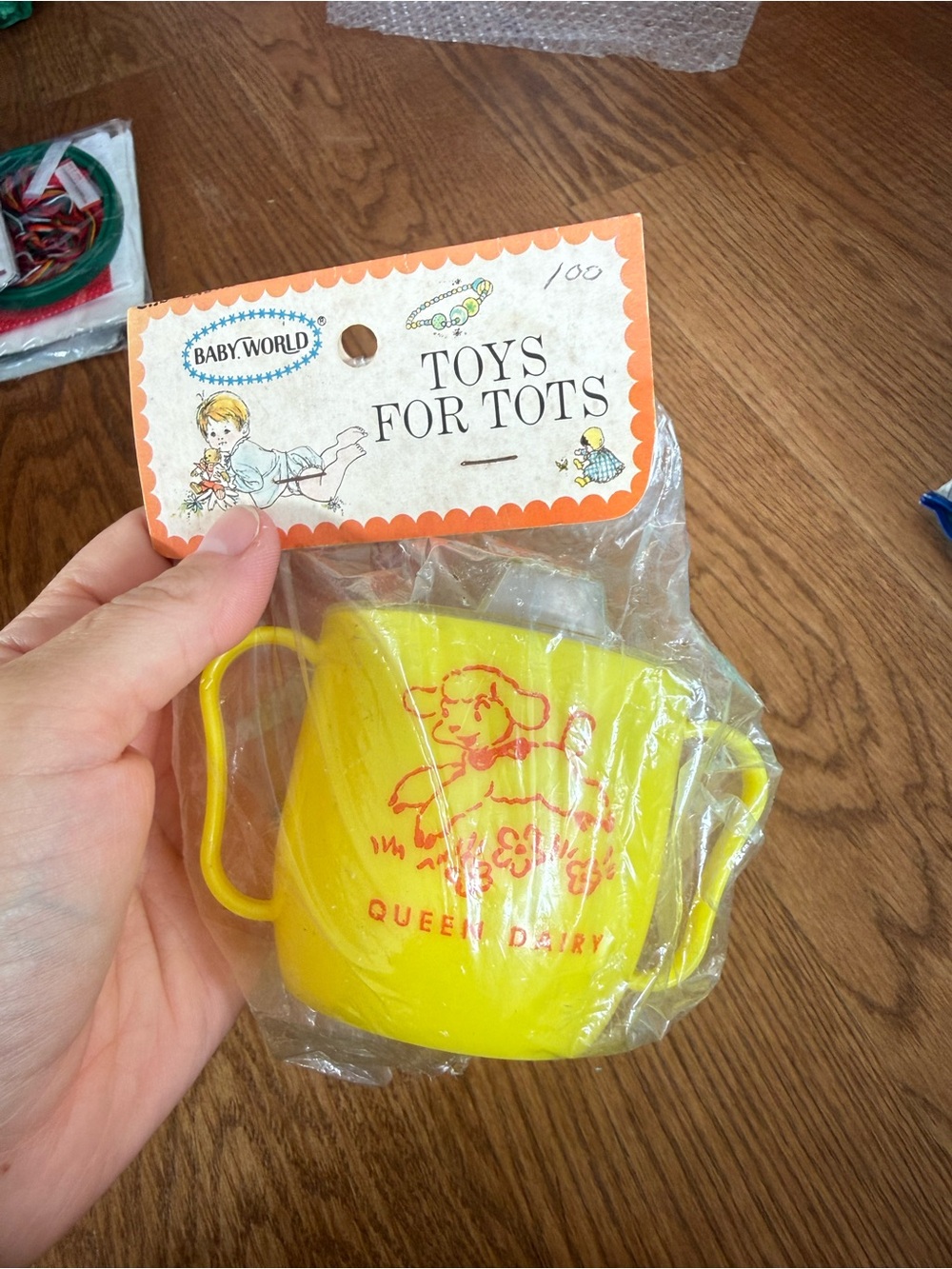 NWT Yellow Toys for Tots Dual-Handle Kids Cup - Queen Dairy Graphic